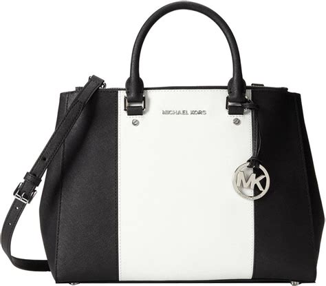 Michael michael kors sutton center stripe large satchel optic white 